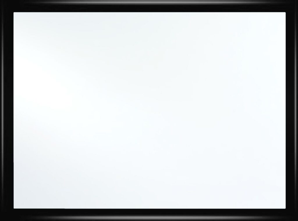 A classic dry erase board - a white screen with a black frame