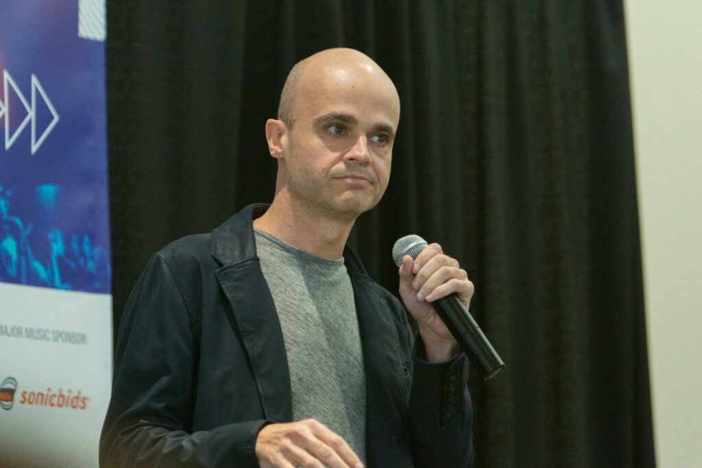 James Brown (Cointel) @ SXSW 2017 (32732333663) - a man holding a microphone