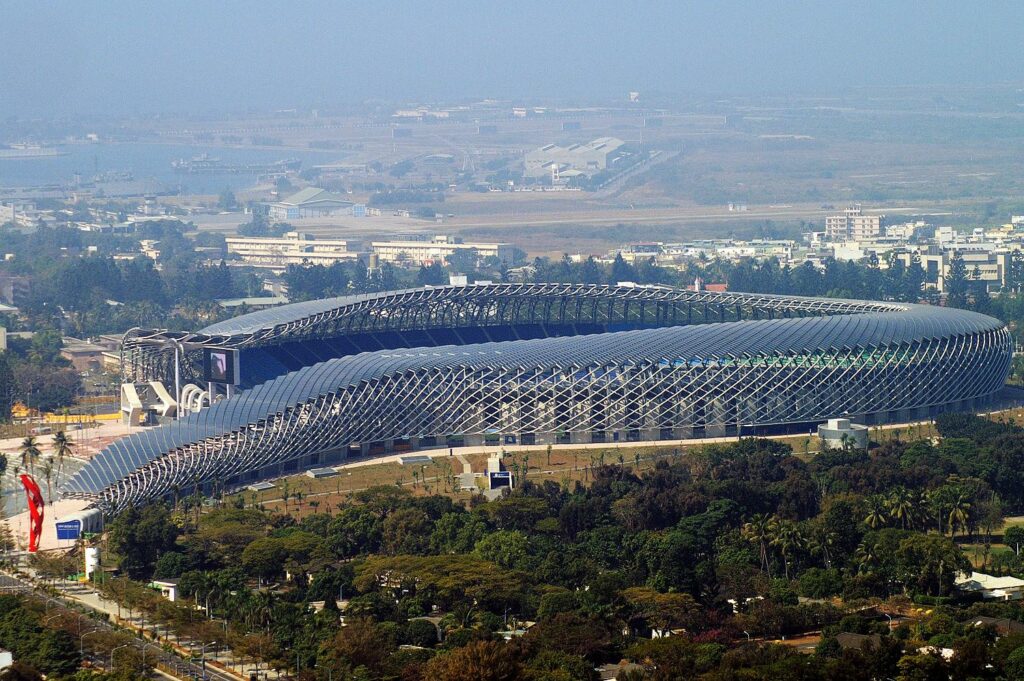 World Game 2009 Stadium completed - Image of Gaming, A split image of a Twitch logo on one side and